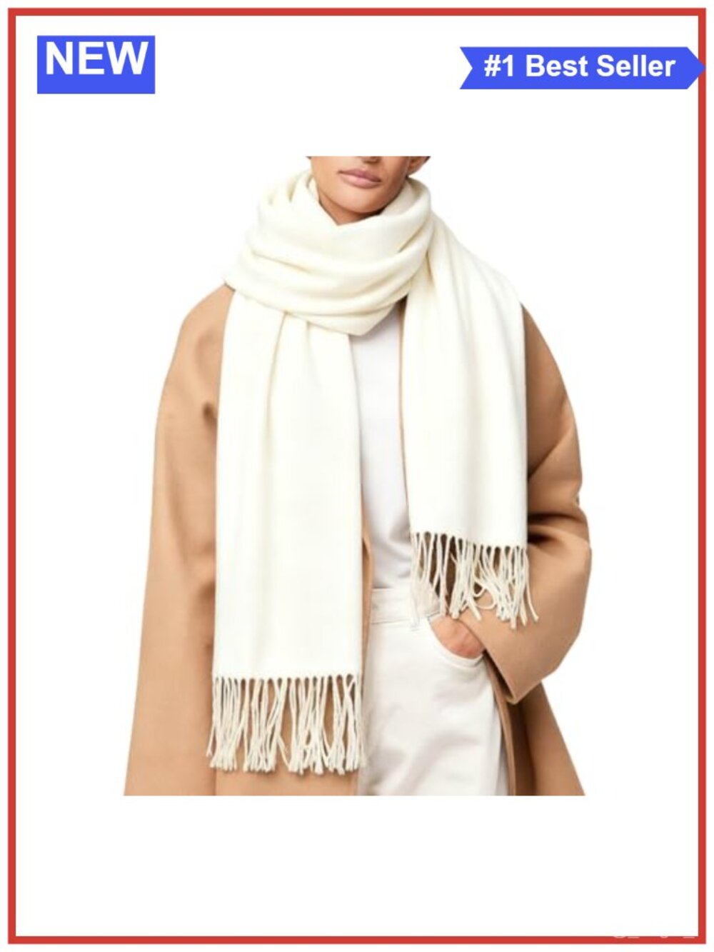 Oversized Blanket Scarf Shawl Wrap with Fringe Polyester